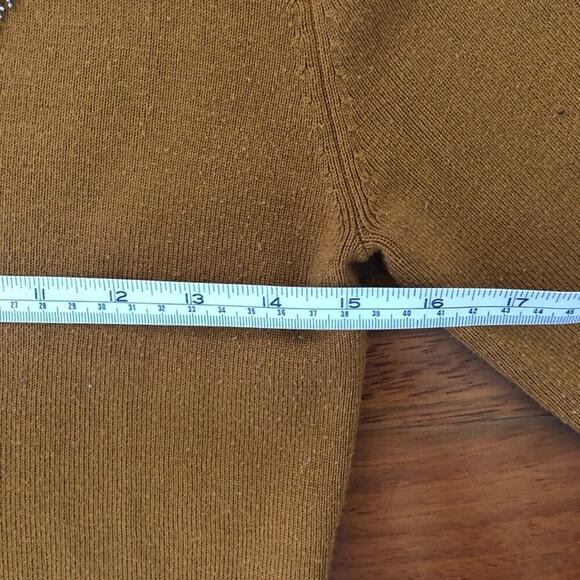 Lonyuash size Small Knit Brown Sweater Dress Silver beading scoop neck party - Picture 7 of 8